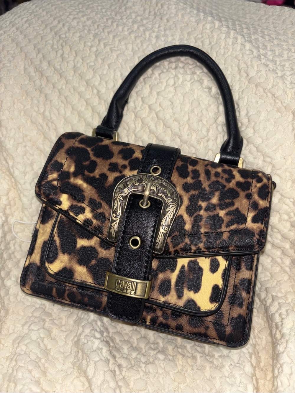 Cavalli Class Leopard Buckle Bag